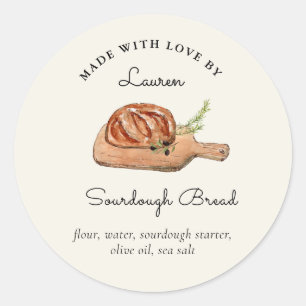 Pegatina Redonda Pan Sourdough casero