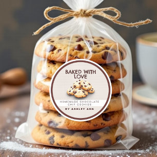 Pegatina Redonda Panadería acuarela Galleta con chispas de chocolat