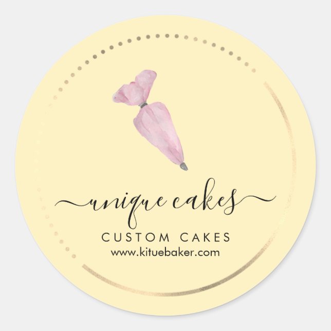 Pegatina Redonda Panadería amarilla suave pastelería (Anverso)