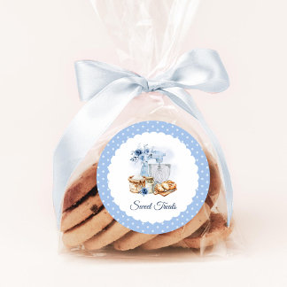 Pegatina Redonda Panadería Artesanal Blue Mixer Casera