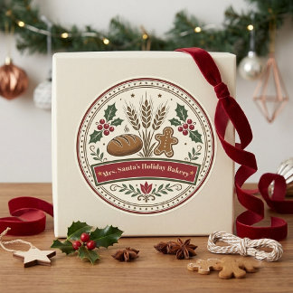 Pegatina Redonda Panadería Artesanal de Galletas de Jengibre de la