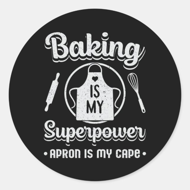 Pegatina Redonda Panadería Bake Baking Baker Superpower Cake Gift I (Anverso)