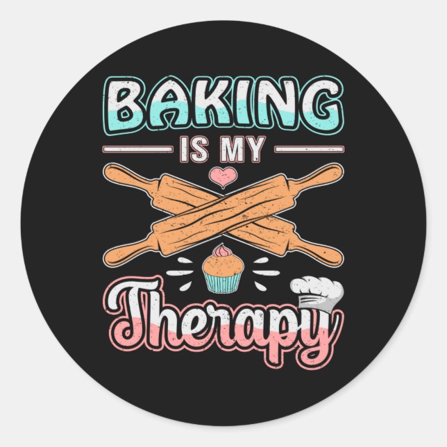 Pegatina Redonda Panadería Baker Bread Bake Therapy Gift Idea (Anverso)