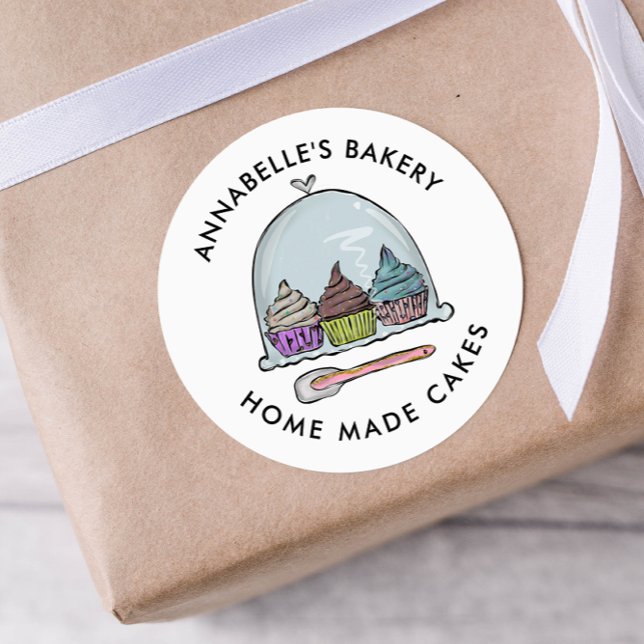 Pegatina Redonda Panadería casera con pasteles y dulces modernos (Subido por el creador)