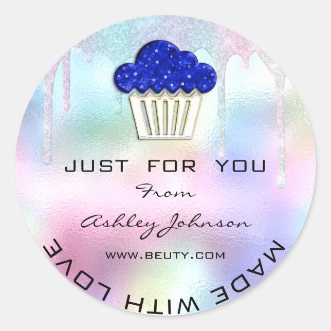 Pegatina Redonda Panadería casera de pasteles con logo de Muffins (Anverso)