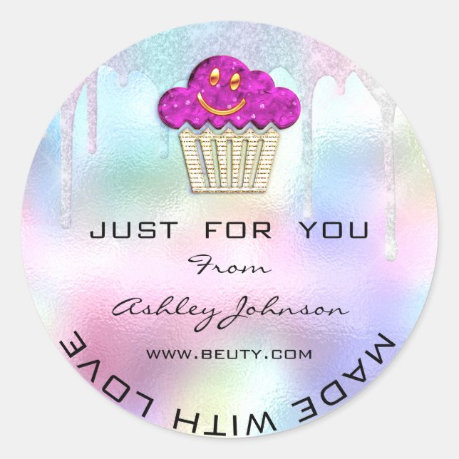 Pegatina Redonda Panadería casera de pasteles Dulces Logo de Muffin (Anverso)