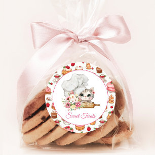 Pegatina Redonda Panadería Chef Kitten