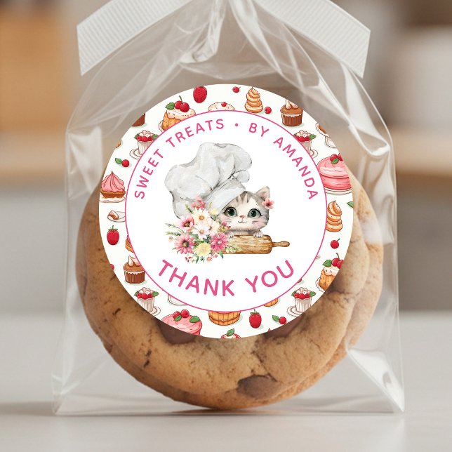Pegatina Redonda Panadería Chef Kitten Gracias (Subido por el creador)