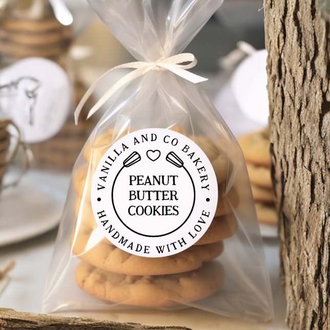 Pegatina Redonda Panadería Corazón de Cucharón Hecho a Mano Con Amo (Subido por el creador)