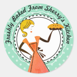 Pegatina Redonda Panadería de ama de casa retro desde la cocina de