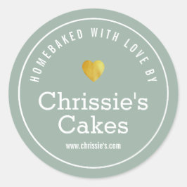 Pegatina Redonda panadería de casa verde blanco personalizado