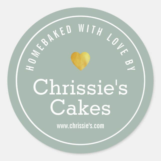 Pegatina Redonda panadería de casa verde blanco personalizado (Anverso)