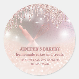 Pegatina Redonda panadería de cocineros de bici y de chinche con ch