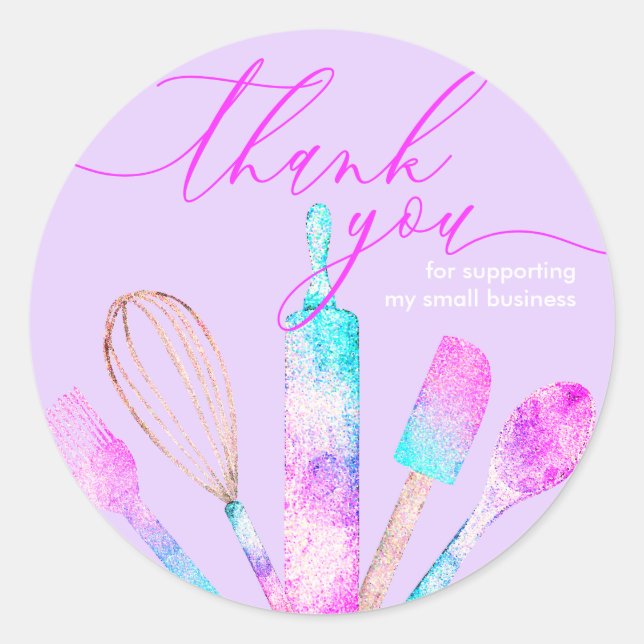 Pegatina Redonda Panadería de cocineros Purple and Pink Pastry grac (Anverso)