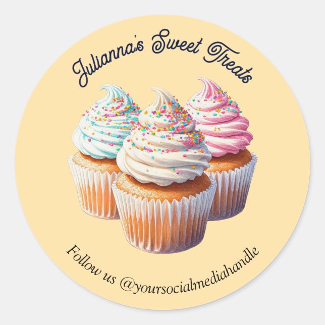 Pegatina Redonda Panadería de Cupcake Congelada Linda (Anverso)