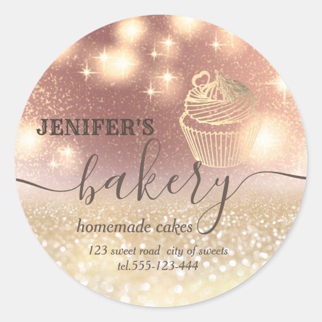 Pegatina Redonda panadería de guijarros de guijarros de guijarros d (Anverso)