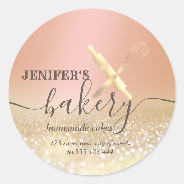 Pegatina Redonda panadería de guijarros de guijarros de guijarros d (Anverso)