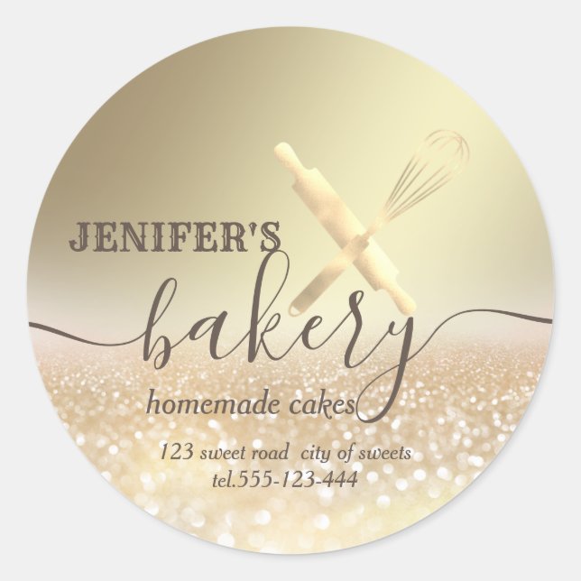 Pegatina Redonda panadería de guijarros de guijarros de guijarros d (Anverso)