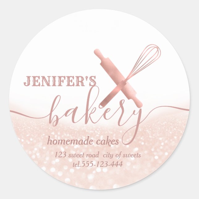 Pegatina Redonda panadería de guijarros de guijarros de guijarros d (Anverso)