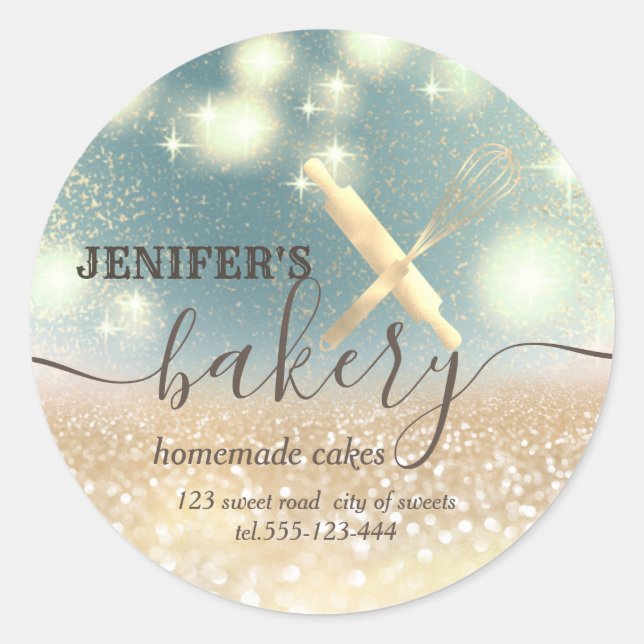 Pegatina Redonda panadería de guijarros de guijarros de guijarros d (Anverso)