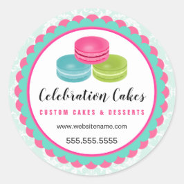 Pegatina Redonda Panadería de Macarons coloridas