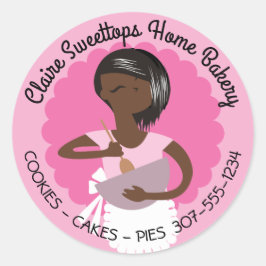 Pegatina Redonda Panadería de mujeres afroamericanas de la cocina d