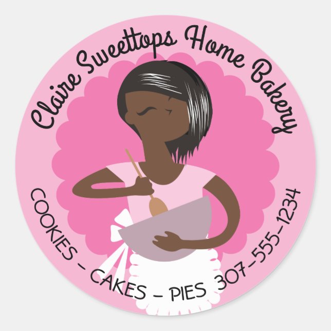 Pegatina Redonda Panadería de mujeres afroamericanas de la cocina d (Anverso)