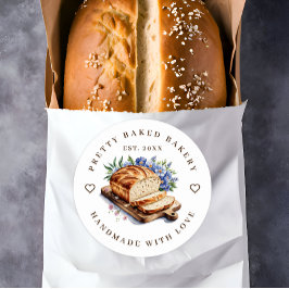 Pegatina Redonda Panadería de pan acuático moderno