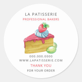 Pegatina Redonda Panadería de pastelería rosa y fina moderna