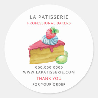 Pegatina Redonda Panadería de pastelería rosa y fina moderna