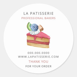 Pegatina Redonda Panadería de pastelería rosa y fina moderna