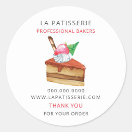 Pegatina Redonda Panadería de pastelería rosa y fina moderna