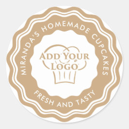 Pegatina Redonda Panadería de pasteles caseros con logotipo de oro 