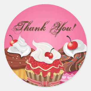Pegatina Redonda Panadería de pasteles de la Copa 20 - 1.5" Gracias