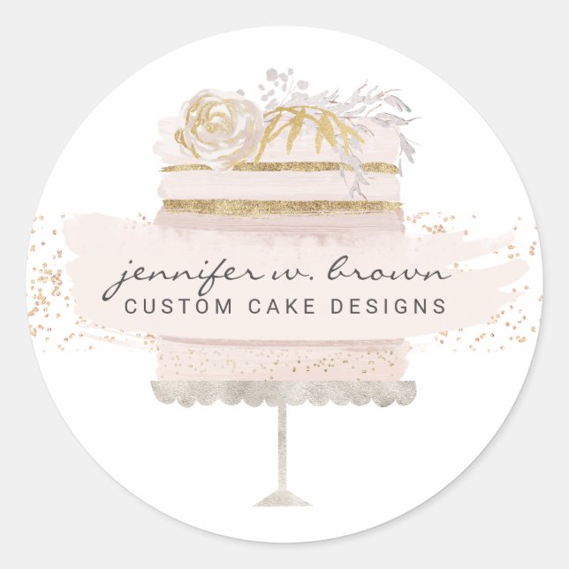 Pegatina Redonda Panadería de Pasteles Personalizados (Anverso)