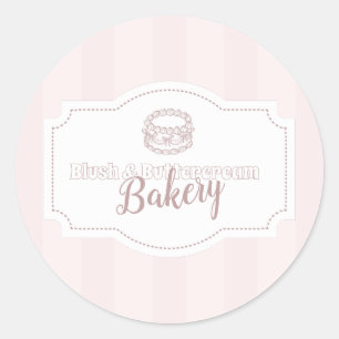 Pegatina Redonda Panadería de pasteles rosados Pastel personalizada