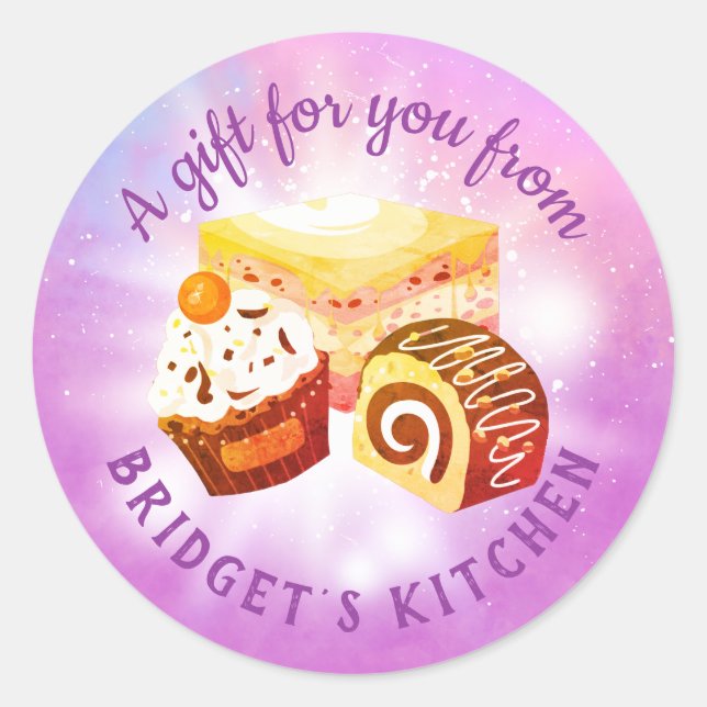 Pegatina Redonda Panadería de postres pasteleros de la cocina del p (Anverso)