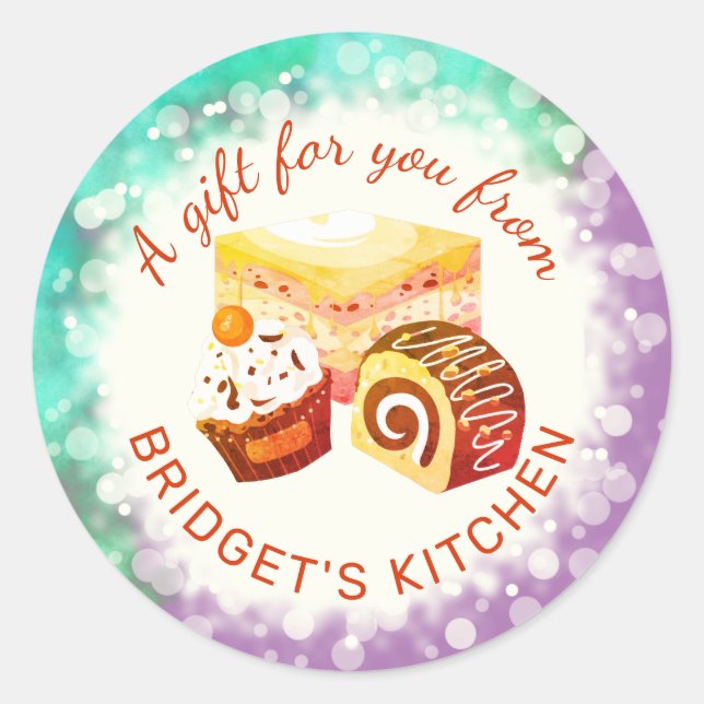 Pegatina Redonda Panadería de postres pasteleros de la cocina del p (Anverso)