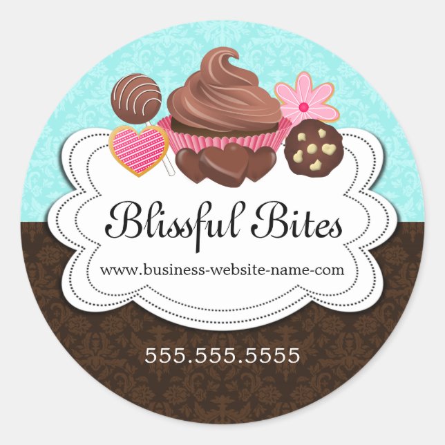 Pegatina Redonda Panadería de postres variados (Anverso)