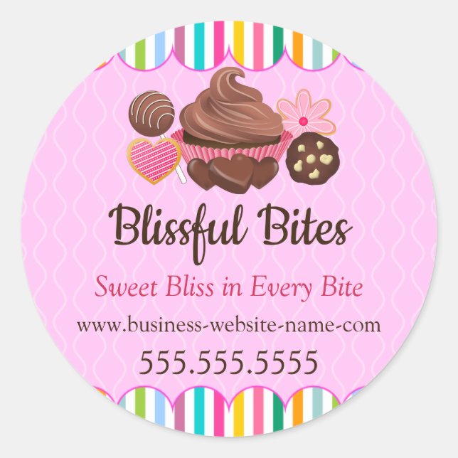 Pegatina Redonda Panadería de postres variados (Anverso)