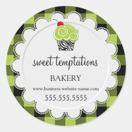 Pegatina Redonda Panadería de torta de cerezo de torta de búfalo co