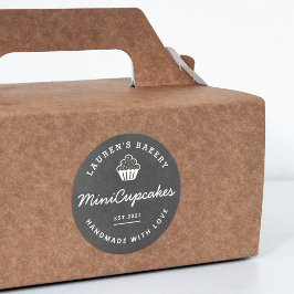 Pegatina Redonda Panadería doméstica Logo Cupcakes Chalkboard caser