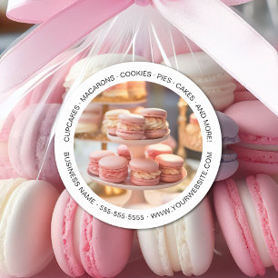 Pegatina Redonda Panadería Foto Personalizada Negocio Blanco