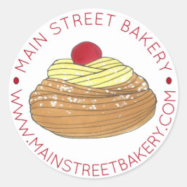 Pegatina Redonda Panadería Italiana Zeppole Fried Pastry Fabricado 