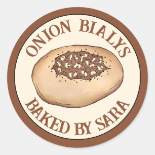 Pegatina Redonda Panadería Judía Bialy Chef Baker Horneado Por Hoga