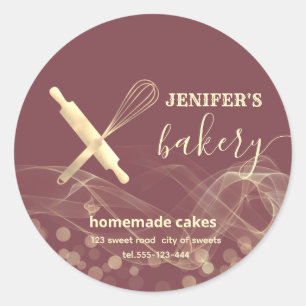 Pegatina Redonda Panadería moderna de productos horneados con bokek