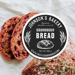 Pegatina Redonda Panadería Nombre Pan Sourdough Panadería Vintage