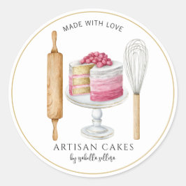 Pegatina Redonda Panadería Pastelería Chef Baker Etiquetas de produ