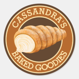Pegatina Redonda Panadería pastelería Crema con logo de Baker