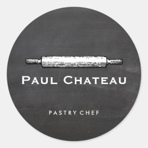 Pegatina Redonda Panadería Pastry Chef Rolling Pin Baker Logo